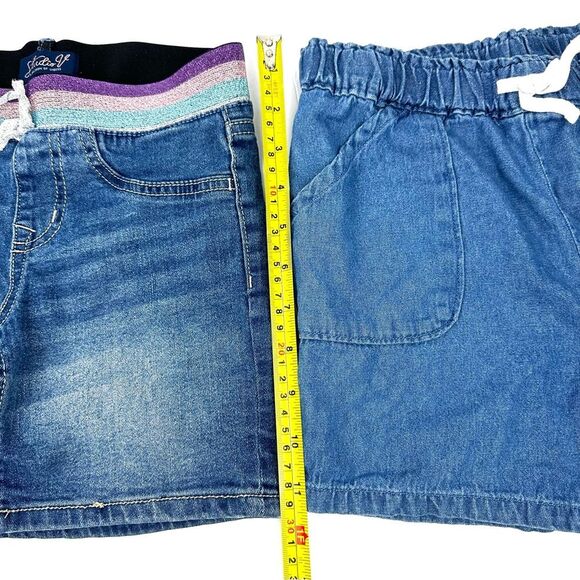 Girls blue jean shorts set of 2 Wonder Nation & Studio V Sz M 7/8 - Picture 7 of 11
